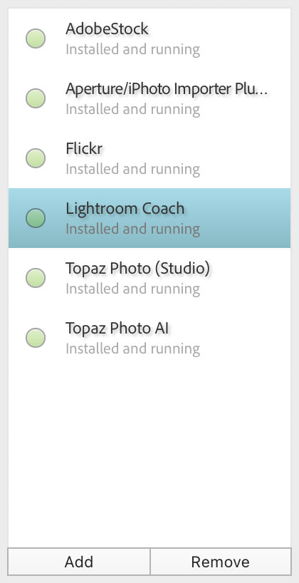 Lightroom Plug-in Manager with Add button highlighted